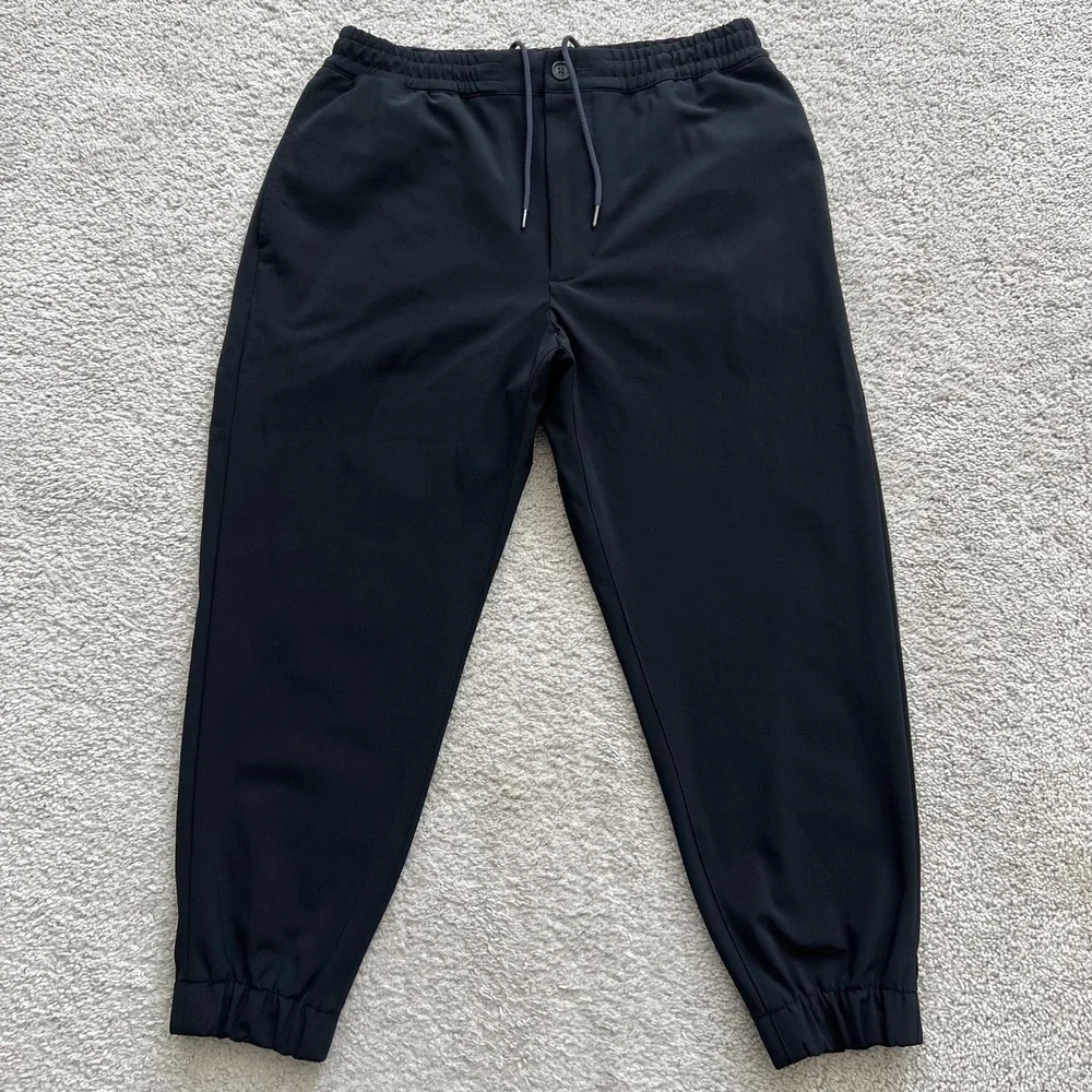 Proper Cloth Performance Jogger Pants Mens 34 Black Stretch Knit Elastic Waist